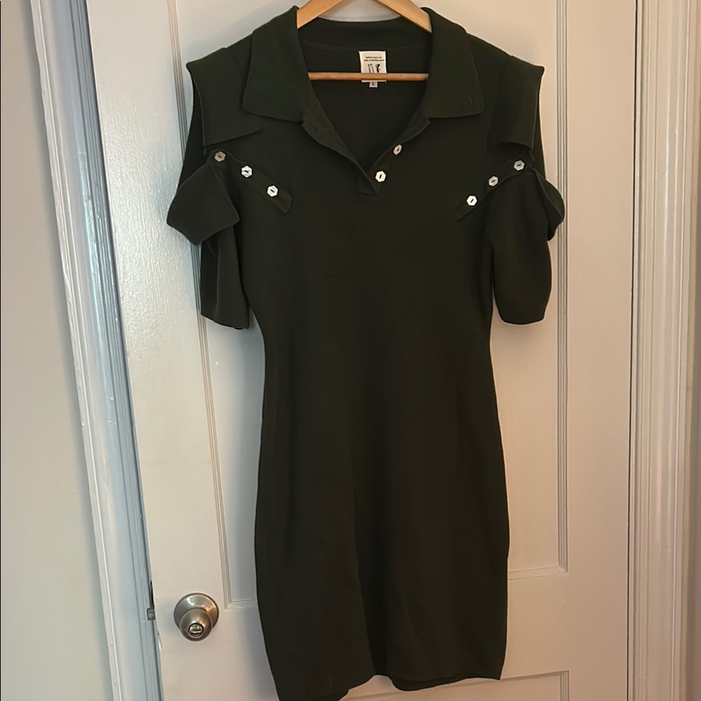 Fashion Brand Company Green Three Collar Dress